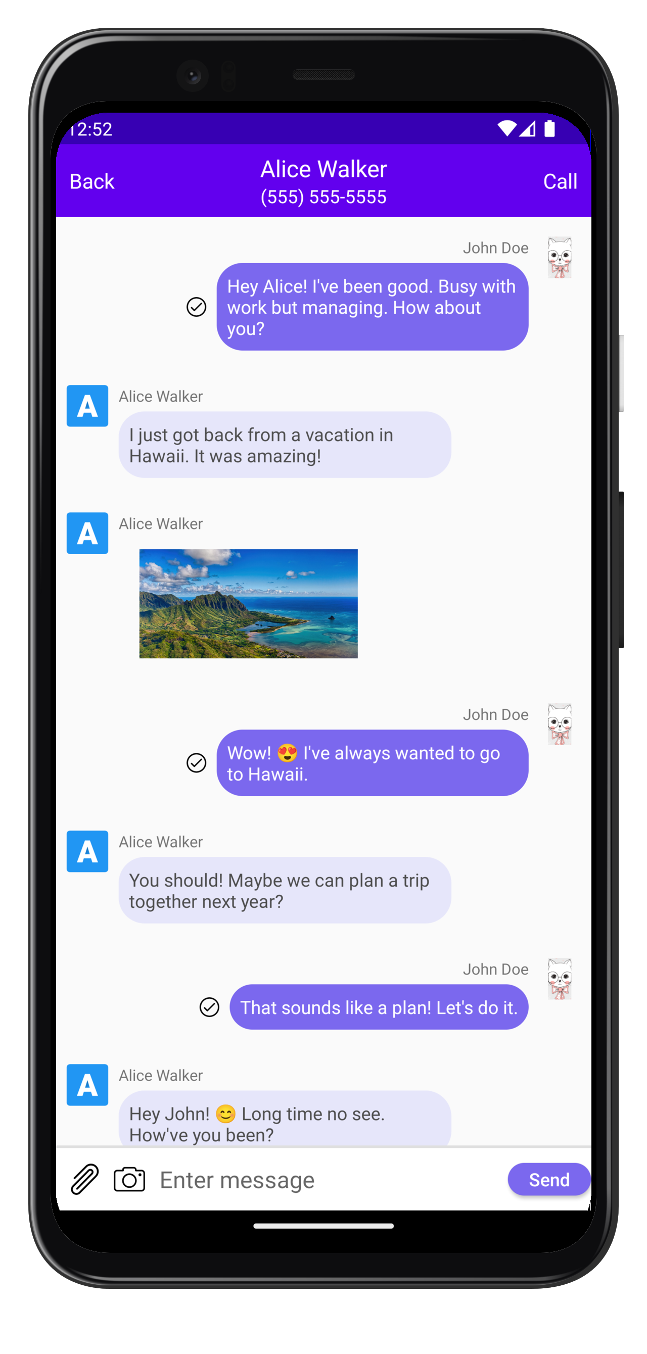 Messaging UI screenshot for Android